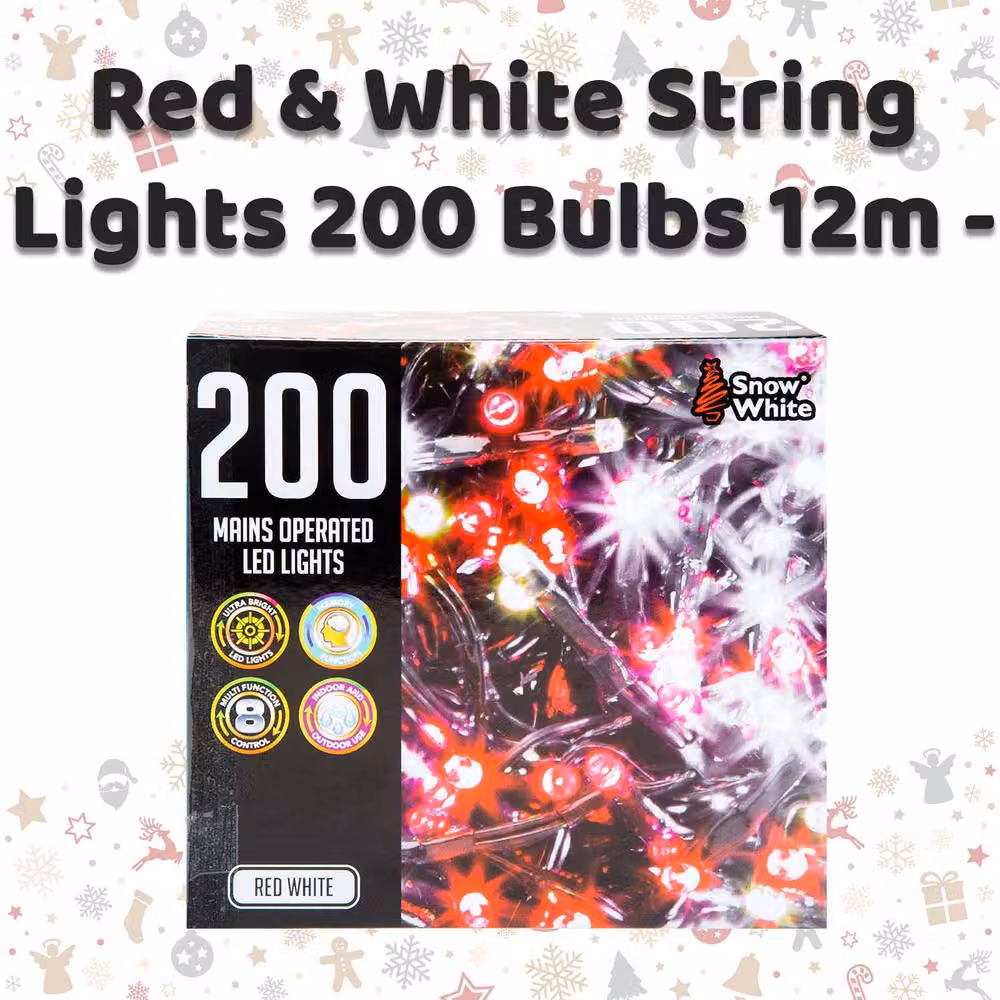 VFM e-Store Christmas Red and White String Lights with 200 Bulbs – 2