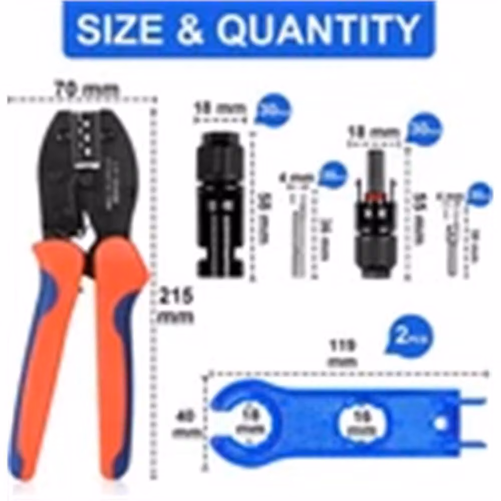 Nordara Carbon Steel Connector Spanner PV Crimper Wire Stripper Crimping Kit in Black and Multicolour, W: 100 cm – 2