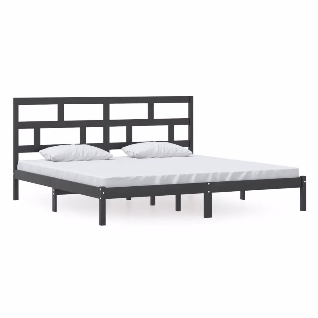 Berkfield Home Modern Black Solid Wood Pine Bed Frame 200 x 200 cm – 2