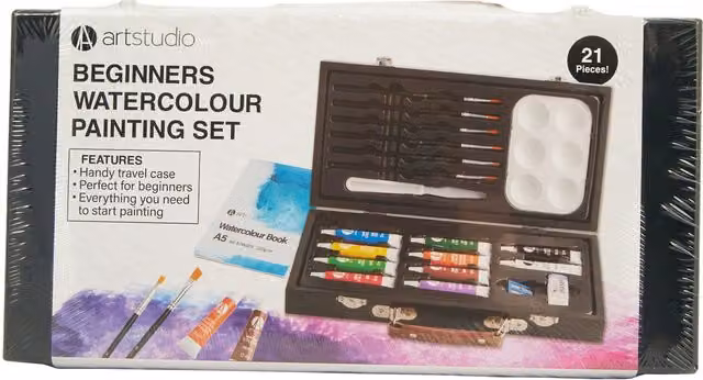 Art Studio 21 Piece Beginners Watercolour Painting Set in Multicolour