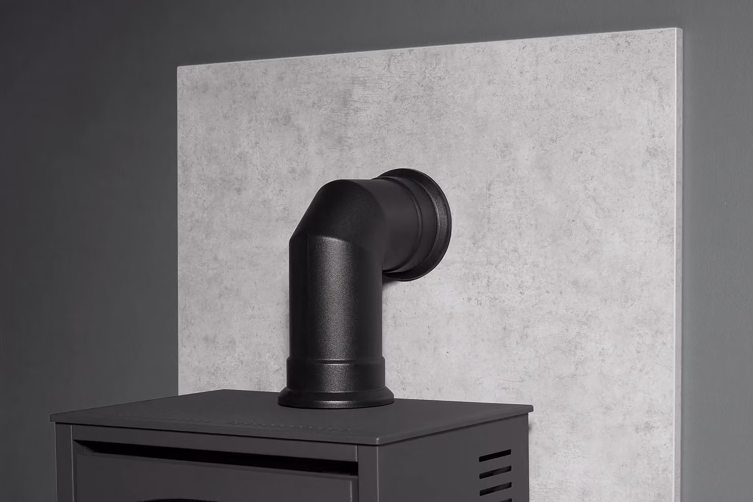 Acantha Fires & Fireplaces Tile & Hearth Set in Black and Grey with Concrete Effect and Stainless Steel Details – 2