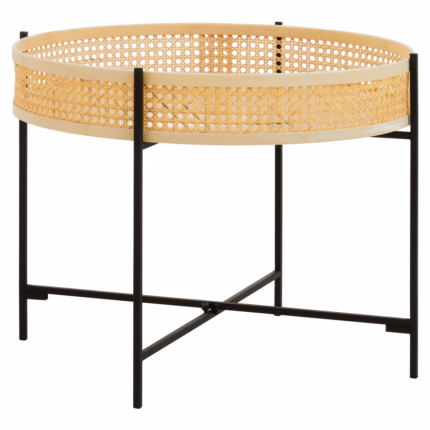 Orsina Natural Rattan Square Coffee Table with X-Frame Metal Base, W/D/H: 60 x 60 x 50 cm – 2