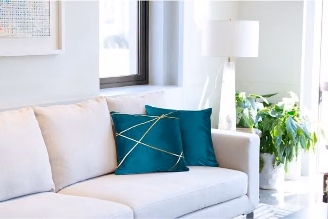 NewEdgeBlinds Vancouver Square Velvet Cushion Cover in Green