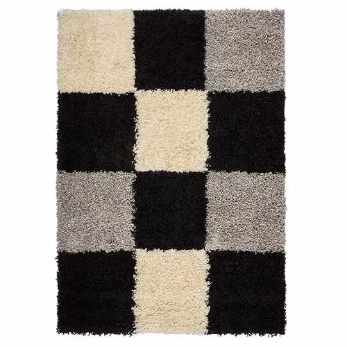 Bravich LTD Black Checked Modern Shaggy Rug, W: 80 cm, L: 150 cm – 3