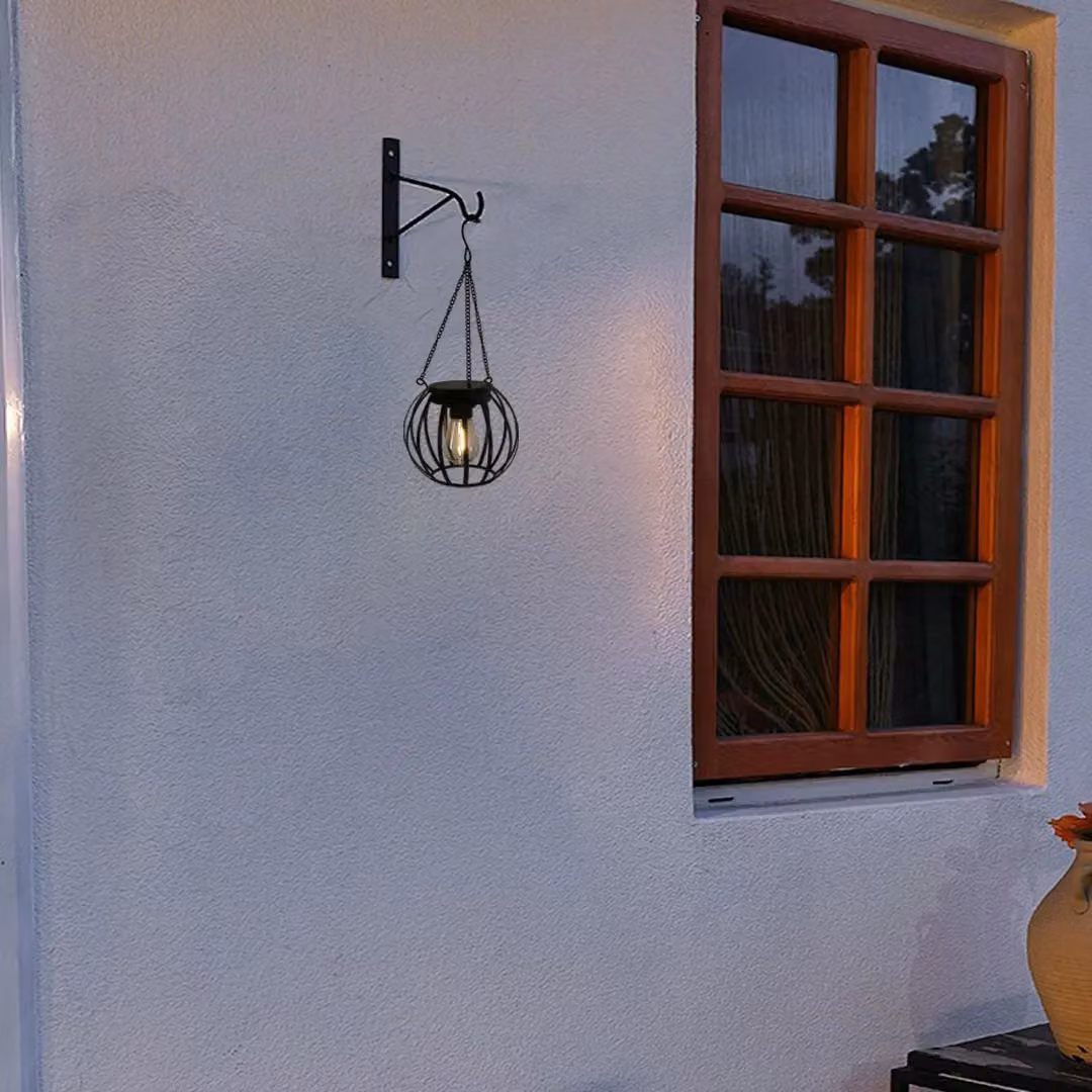 Bright Zeal Solar Metal Hanging Lantern in Black for Garden and Terrace, Diameter: 30.48 cm – 3