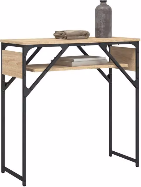 Berkfield Home Decorative Console Table with Shelf in Sonoma Oak and Brown, W/D/H: 75 x 30 x 75 cm – 1