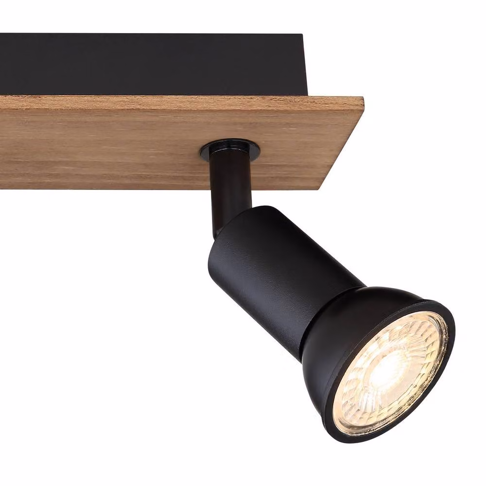 Globo Lighting Industrial Ceiling Spotlight Bar in Brown and Black with Wood and Metal, 3x GU10, W: 40 cm – 3