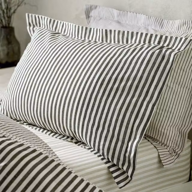Make It A Home Hebden Melange Stripe Cotton Pillowcase Set - Black