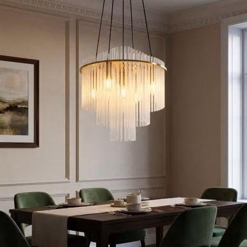 Globo Lighting Modern Glass Rods Pendant Chandelier in Gold or Black, 5x E14, W/D/H: 40 x 40 x 120 cm – 2