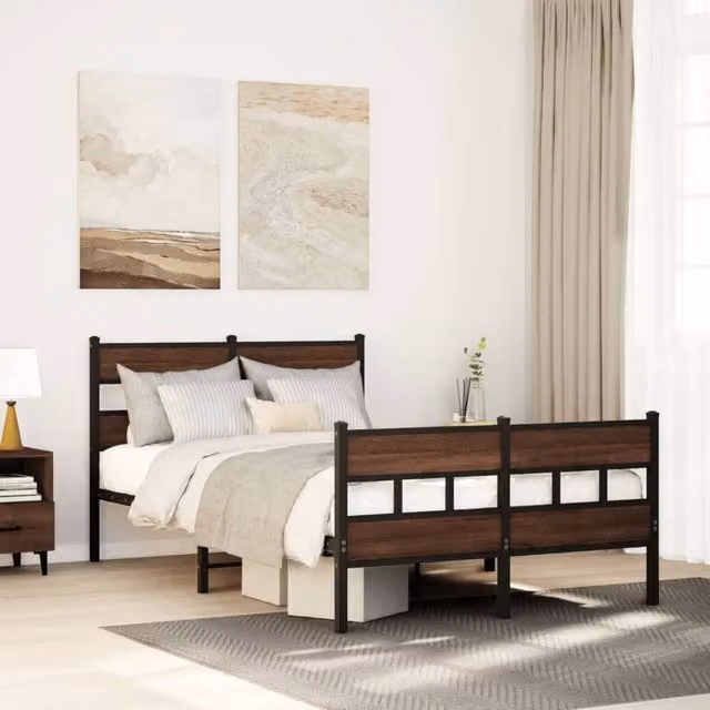 Berkfield Home Small Double Metal Bed Frame with Headboard and Footboard in Brown, W/D/H: 120 x 190 cm – 1