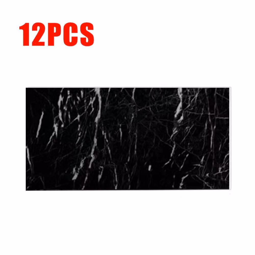 Kelvenix Black Marble Self-Adhesive Wall Stickers for Kitchens, 12 Pack – 1