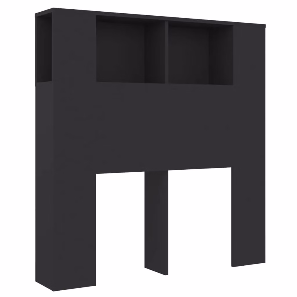 Berkfield Home Modern Headboard Cabinet in Black, W: 100 cm, D: 18.5 cm, H: 104.5 cm – 2