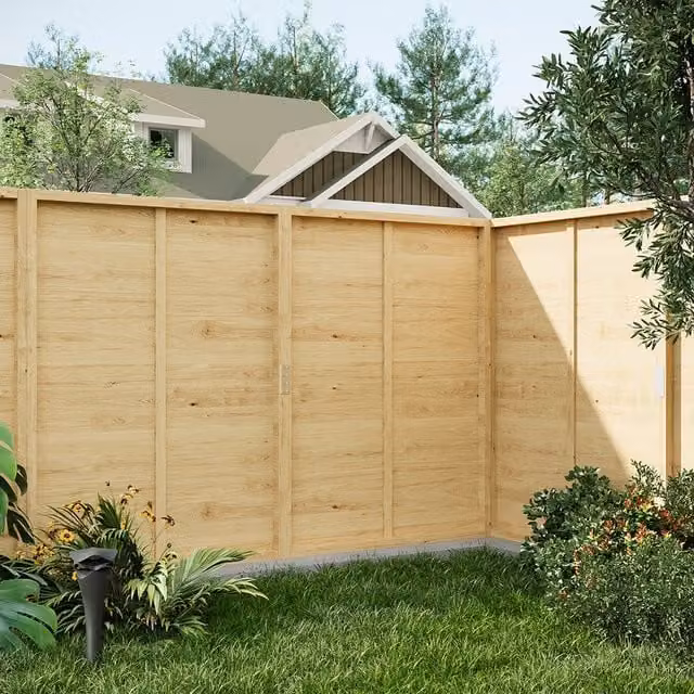 Livingandhome Rectangular Woven Spruce Wood Garden Fence Panel, Yellow, Height: 120 cm