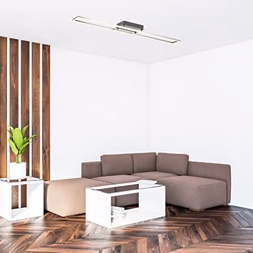 Happy Homewares Modern Rectangular LED Ceiling Strip Light Fitting, Silver, 3000k Warm White, Length: 91 cm – 2