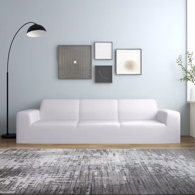 Berkfield Home 4-Seater Stretch Sofa Slipcover in White Polyester Jersey