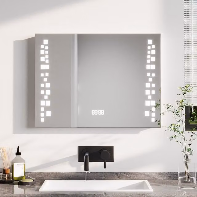 Komore Anti-fog LED Wall Mirror in White