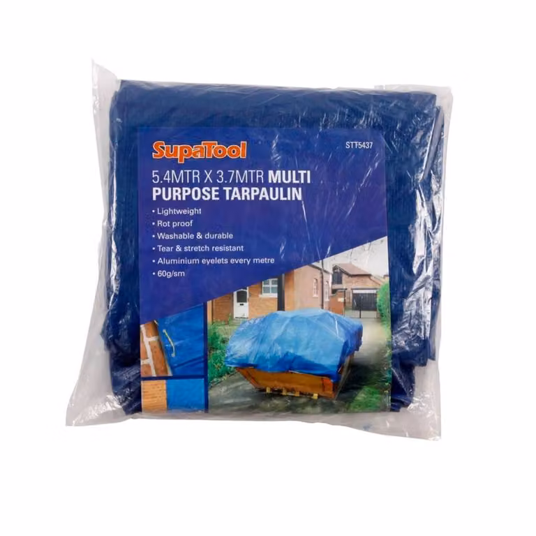 SupaTool Blue Tarpaulin W: 5.4 m, D: 3.7 m