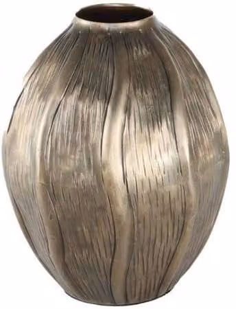 KDMD Eros Seed Metal Vase in Antique Gold and Bronze, Height: 19 cm