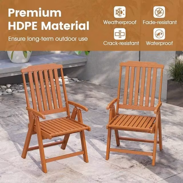 Kelvenix All-Weather HDPE Outdoor Dining Chair in Brown
