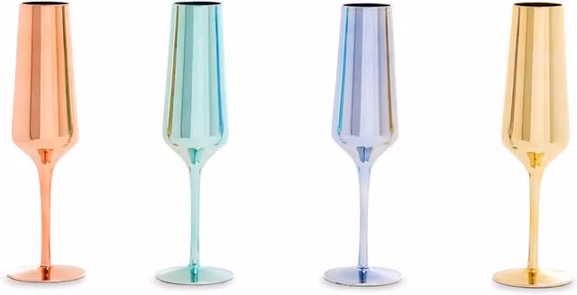 Orsina Set of Four Multicolour Crystal Glass Champagne Flutes