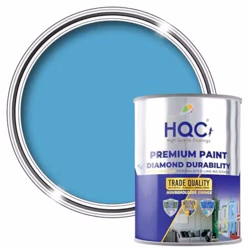HQC Paints Barn Paint in Blue, 5 Litre Quick-Drying Weatherproof Satin Gloss Wood Paint