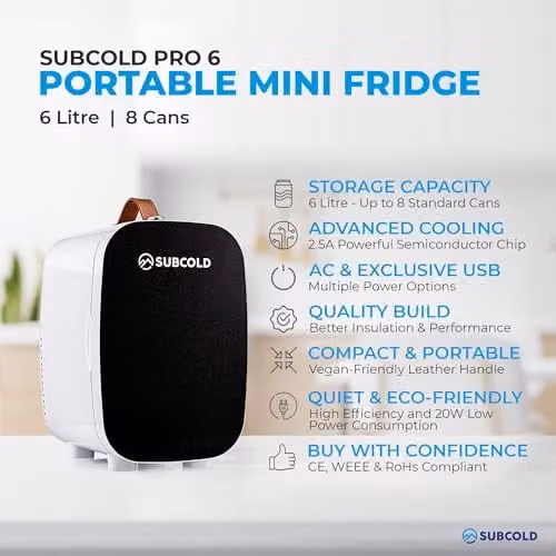 Subcold Pro6 Mini Fridge, 6L Thermoelectric Portable Countertop Cooler in Black – 3