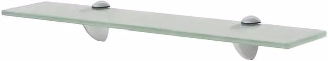 Berkfield Home Clear Glass Floating Wall Mounted Shelf, W: 50 cm, D: 10 cm, Thickness: 8 mm