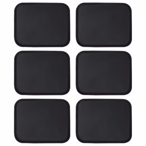 Argon Tableware Black Rectangular Non-Slip Serving Trays, Pack of 6, W: 45.5 cm, D: 35.5 cm