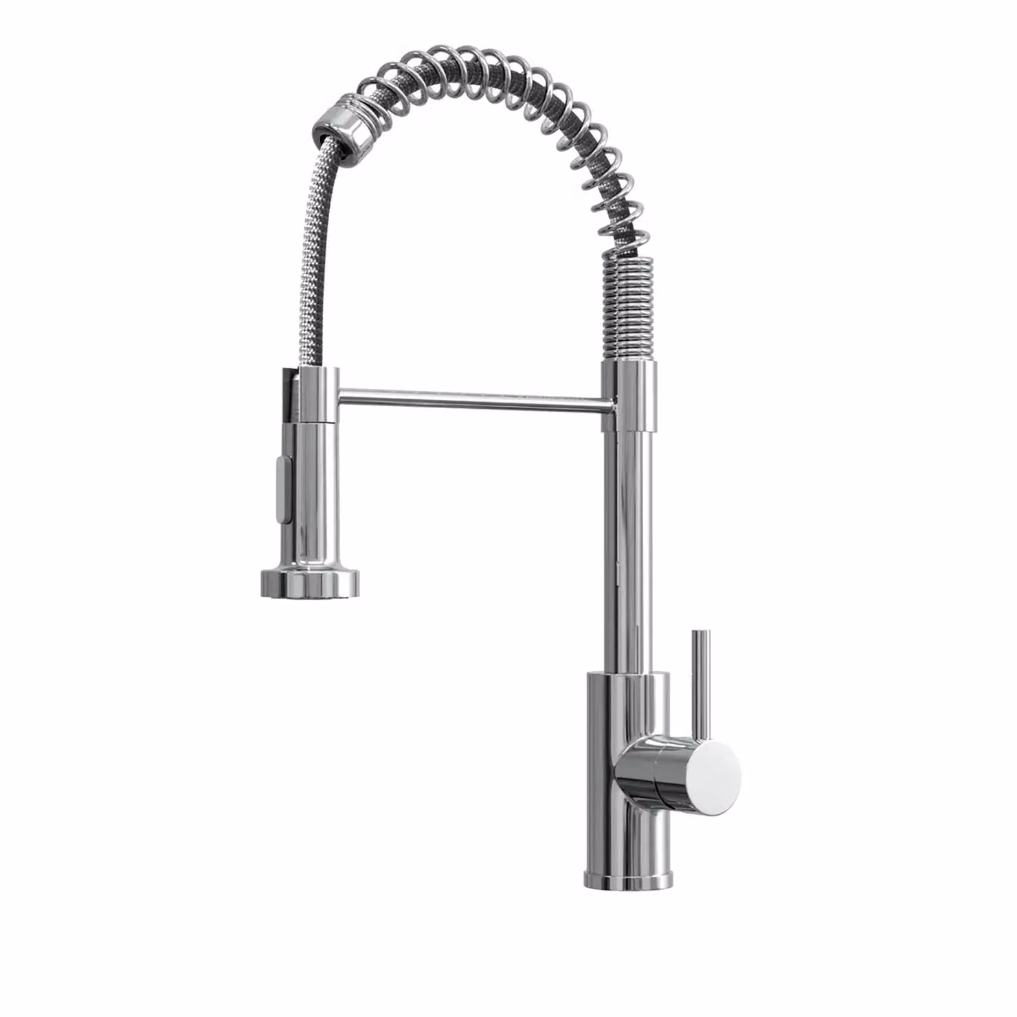 Nes Home Single Lever Kitchen Mixer Sink Tap with Pull Out Spout and Spray Function in Chrome Metallic Silver – 3