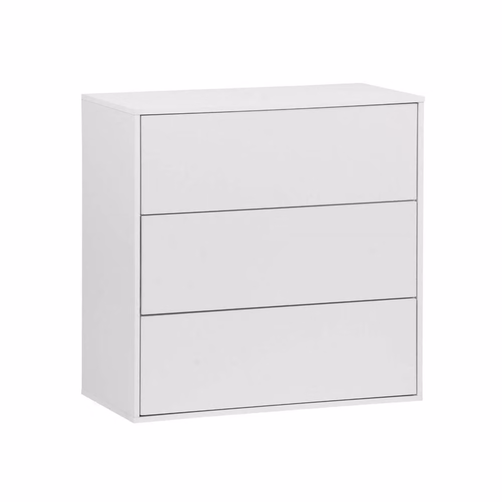 sweeek White Wooden 3-Drawer Storage Unit with Soft-Close Drawers, W/D/H: 70 x 35 x 70 cm – 2
