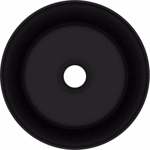 Berkfield Home Luxury Round Ceramic Wash Basin in Matt Black, W/D/H: 40 x 40 x 15 cm