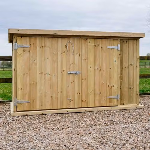 Garden Village Chipping Large Wooden Bike and Bin Store in Brown with Pent Roof