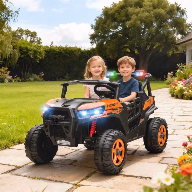 AIYAPLAY 24V 2-Seater Electric Ride On Car with Remote Control, Orange