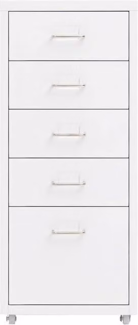Berkfield Home Mobile Metal File Cabinet in White, W/D/H: 28 x 41 x 69 cm