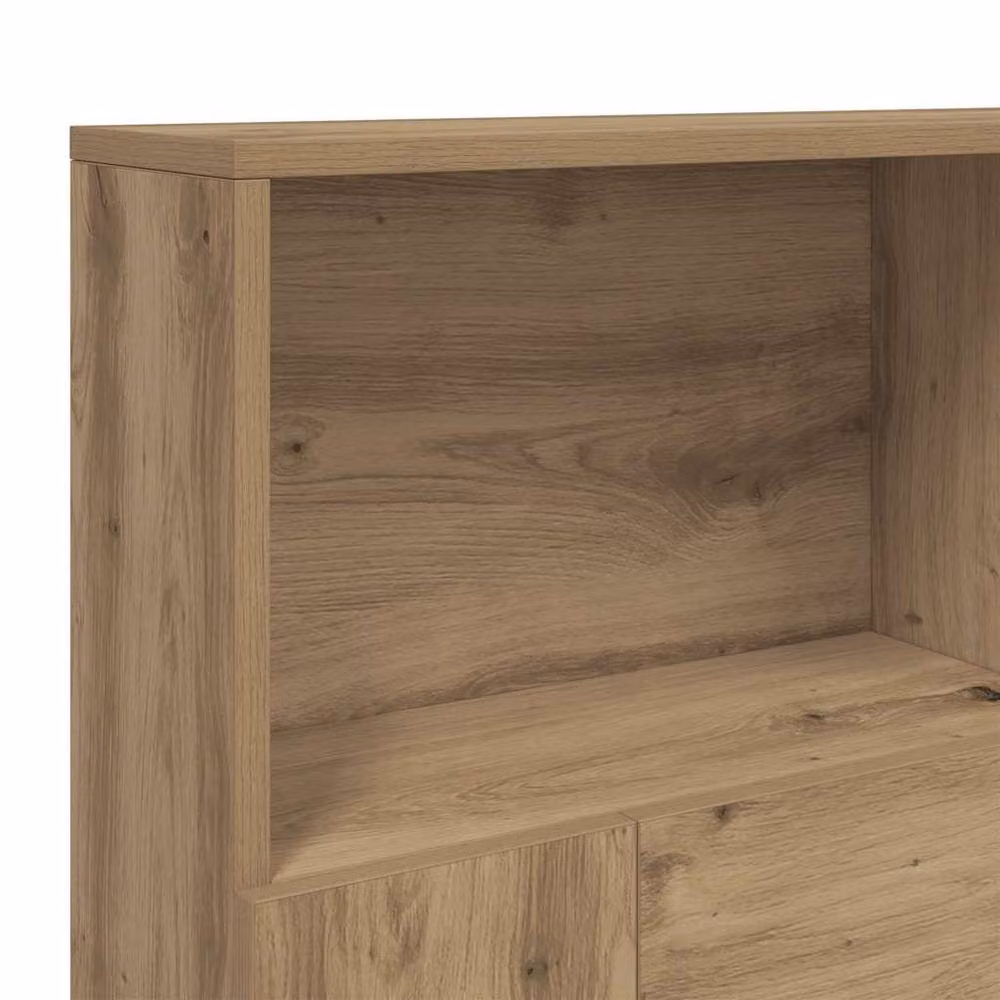 Berkfield Home Artisan Oak Headboard Cabinet with Integrated Bedside Shelf, Brown, W: 140 cm, D: 19 cm, H: 103.5 cm – 4