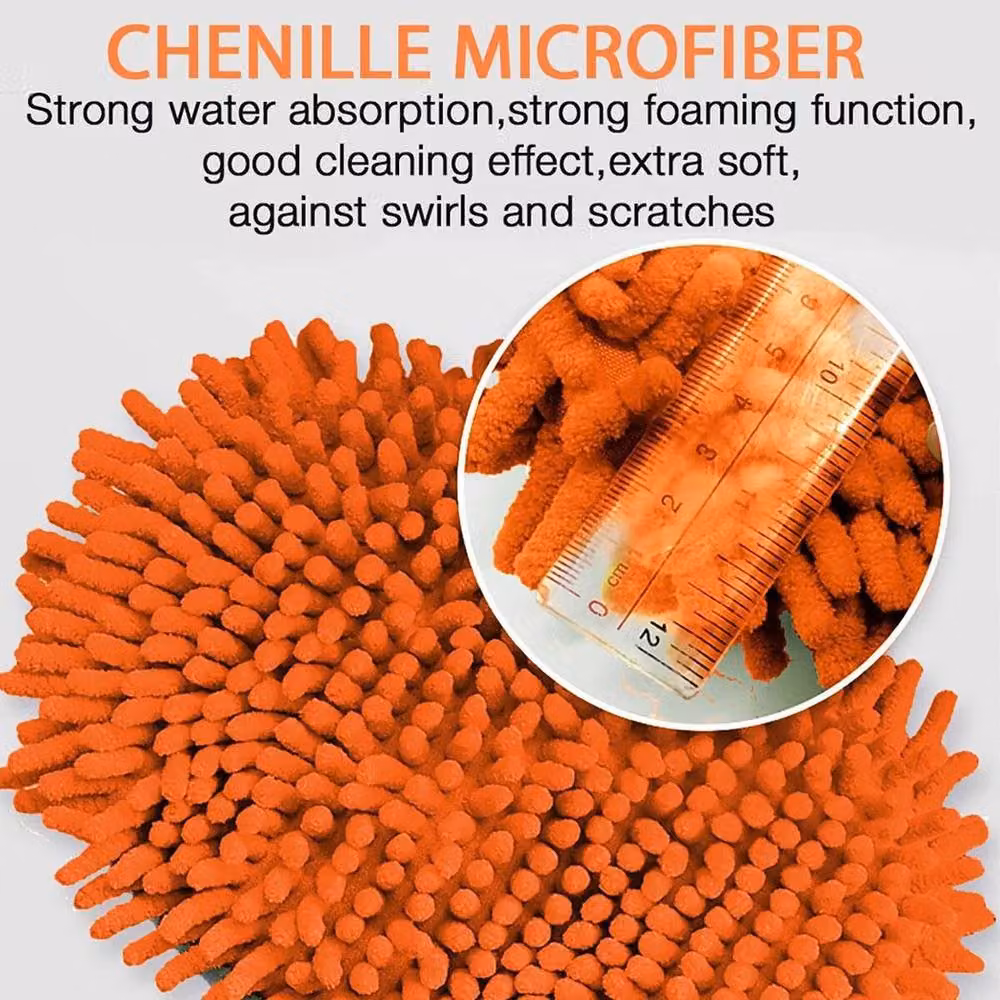 SPETLEK Car Wash Mop with 180 Degree Double Microfibre Refillable Brush Head in Orange – 2