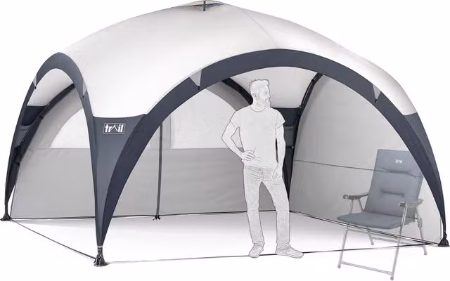 Trail Large Grey Metal Framed Dome Gazebo with UPF 50 Protection
