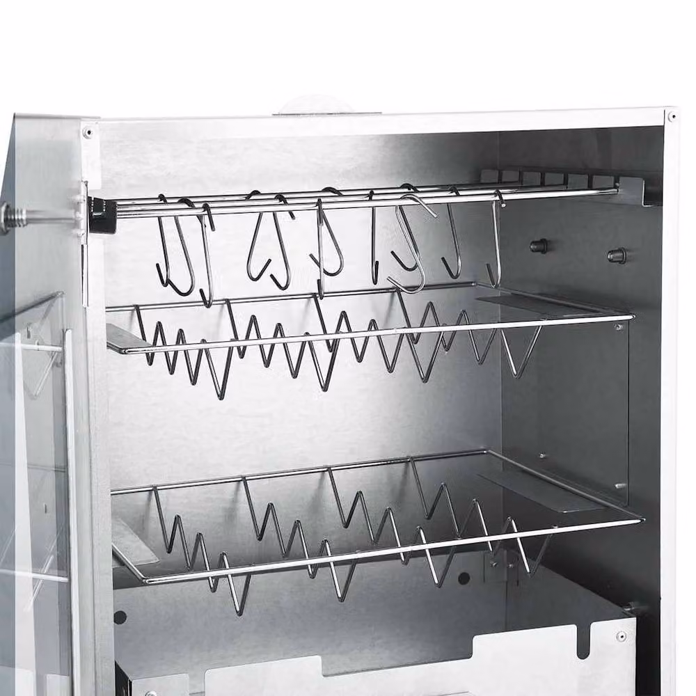 Berkfield Home Vertical BBQ Oven Smoker with Table in Silver Galvanised Steel, H 83.0 x W 44.5 x D 29.0 cm – 2