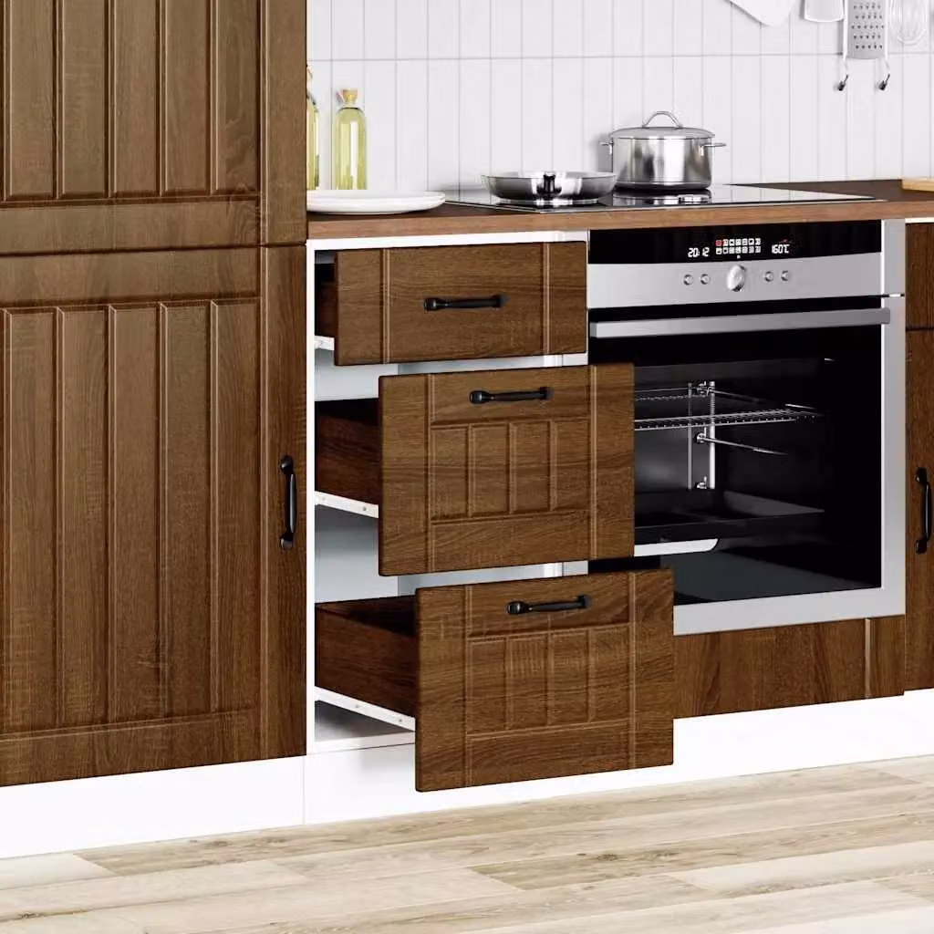 Berkfield Home Lucca Brown Oak Kitchen Base Unit with Doors and Drawers – 2