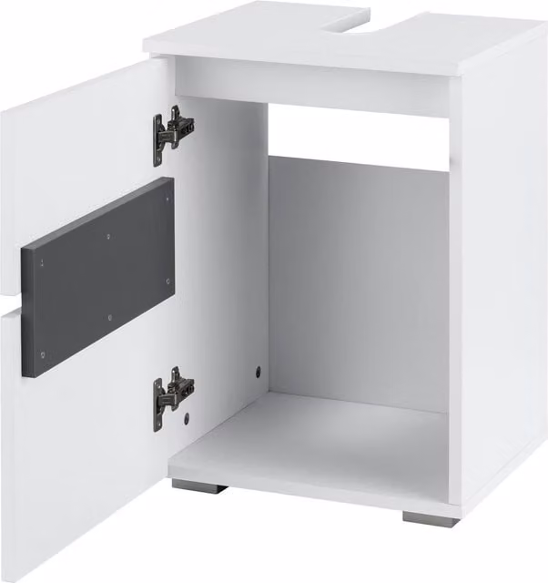 Wisla White Matt Freestanding Sink Cabinet with Hinged Doors and Internal Shelves, Width: 40 cm