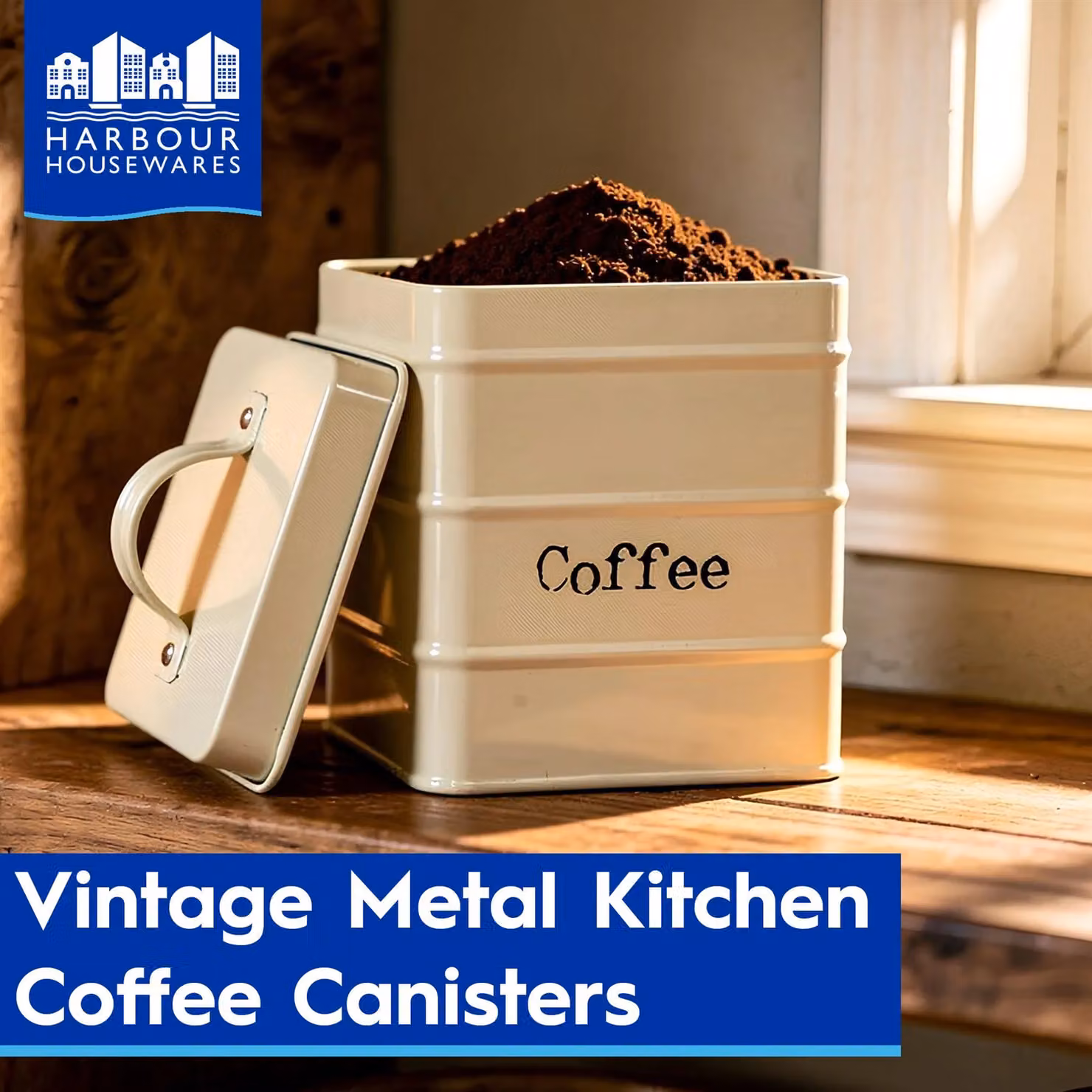 Harbour Housewares Metal Coffee Storage Canister with Airtight Lid, Black – 7