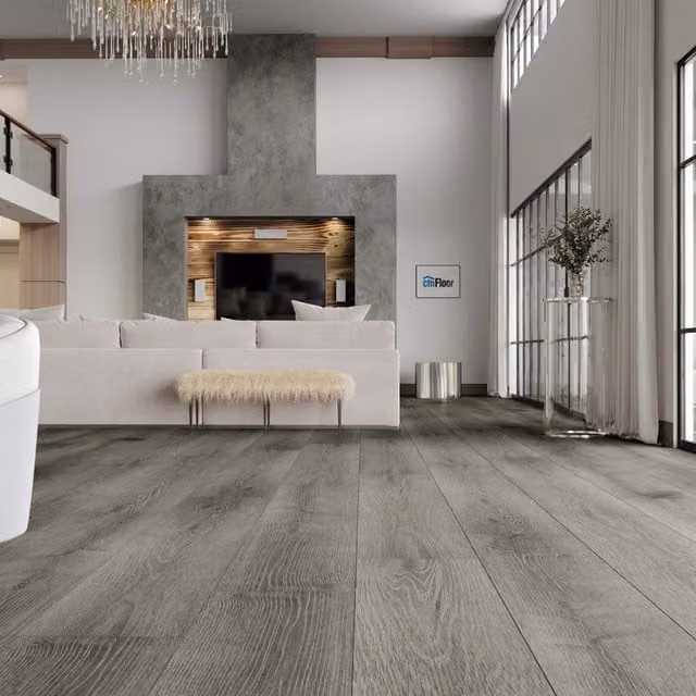 Livingandhome Grey Rustic Wood Look Self-adhesive PVC Plank Flooring