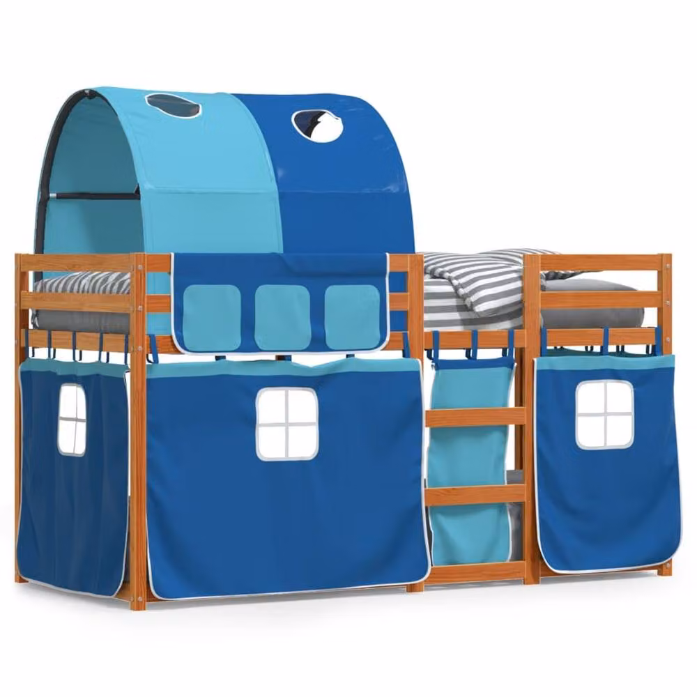 Berkfield Home Blue Solid Wood Pine House Frame Bunk Bed for Children W/D/H: 90 x 200 cm – 2