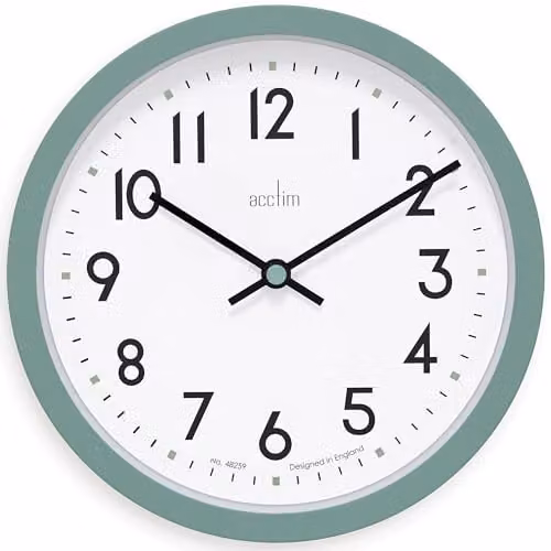 Acctim Elstow Retro Style Round Quartz Wall Clock in Green, Diameter: 20 cm
