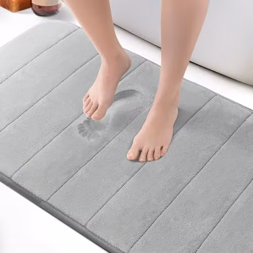 Keplin Memory Foam Bath Mat, Grey, W/L: 60 x 90 cm