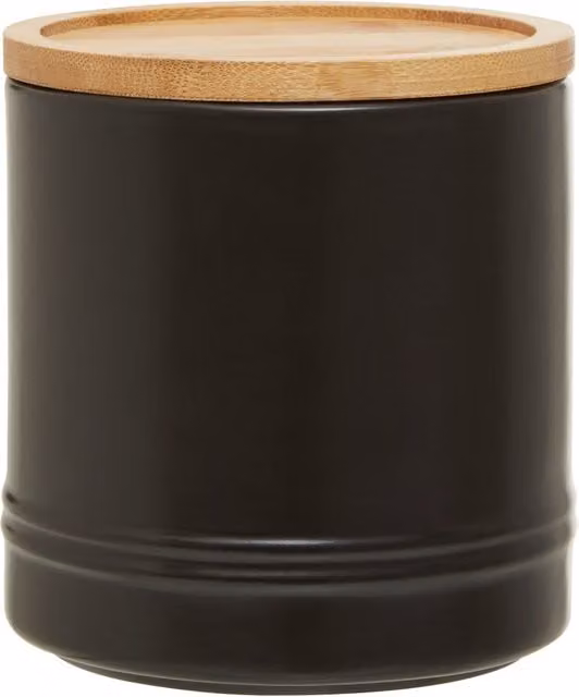 Orsina Maison by Premier Fenwick Medium Airtight Black Stoneware Canister with Bamboo Lid – 1