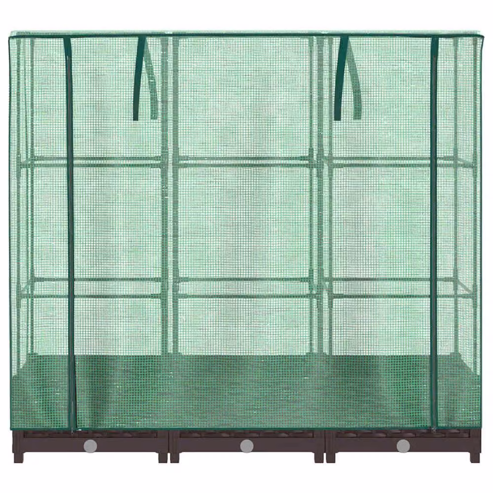 Berkfield Home Raised Bed with Greenhouse Cover in Brown Rattan Look, W/D/H: 120 x 40 x 123 cm – 3