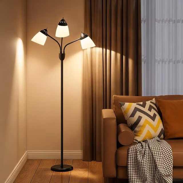 HOMCOM Arc Illuminator Adjustable Industrial Black Metal Floor Lamp for Bedroom and Living Room H 155 cm x W 22.5 cm x D 22.5 cm – 1