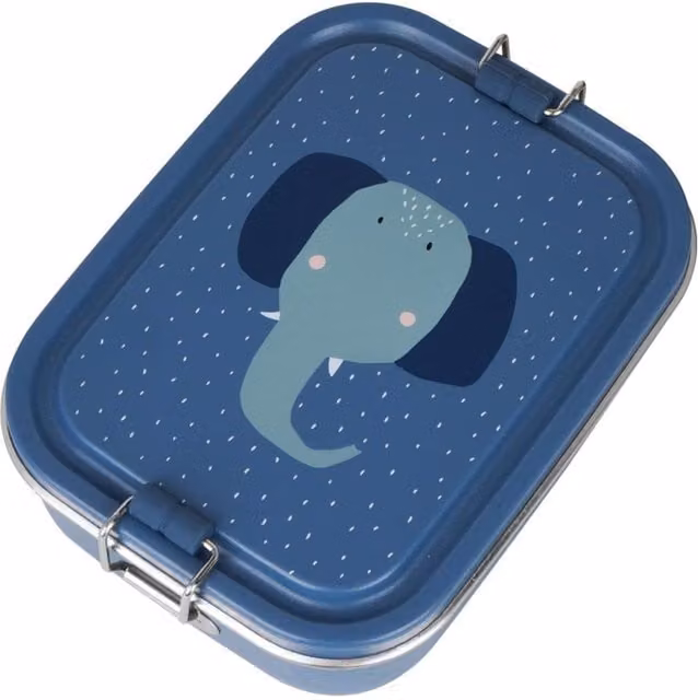 Trixie Small Mrs. Elephant Lunch Box in Blue with Stainless Steel and Silicone – 1