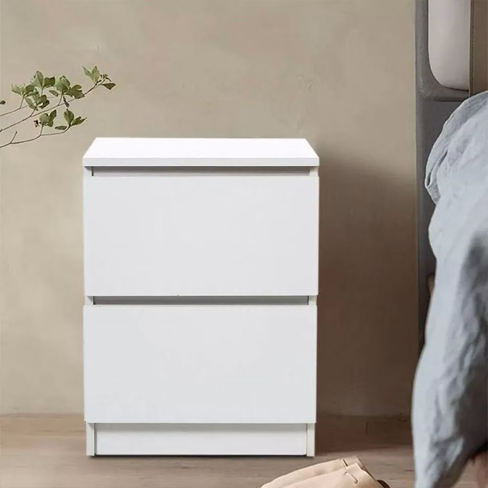 SPETLEK Modern White Bedside Table with Drawers – 3